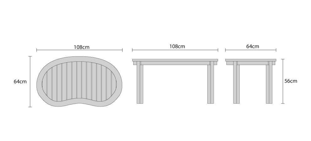 Contemporary Kidney-shaped Table, Outdoor Curved Coffee Table